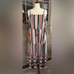 Striped Tiered Sleeveless Sundress - 18-20/2X